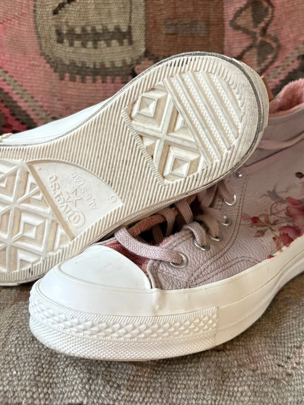 Upcycled Floral High-Top Sneakers | Hand-Embellished Converse Shoes | Women’s 8